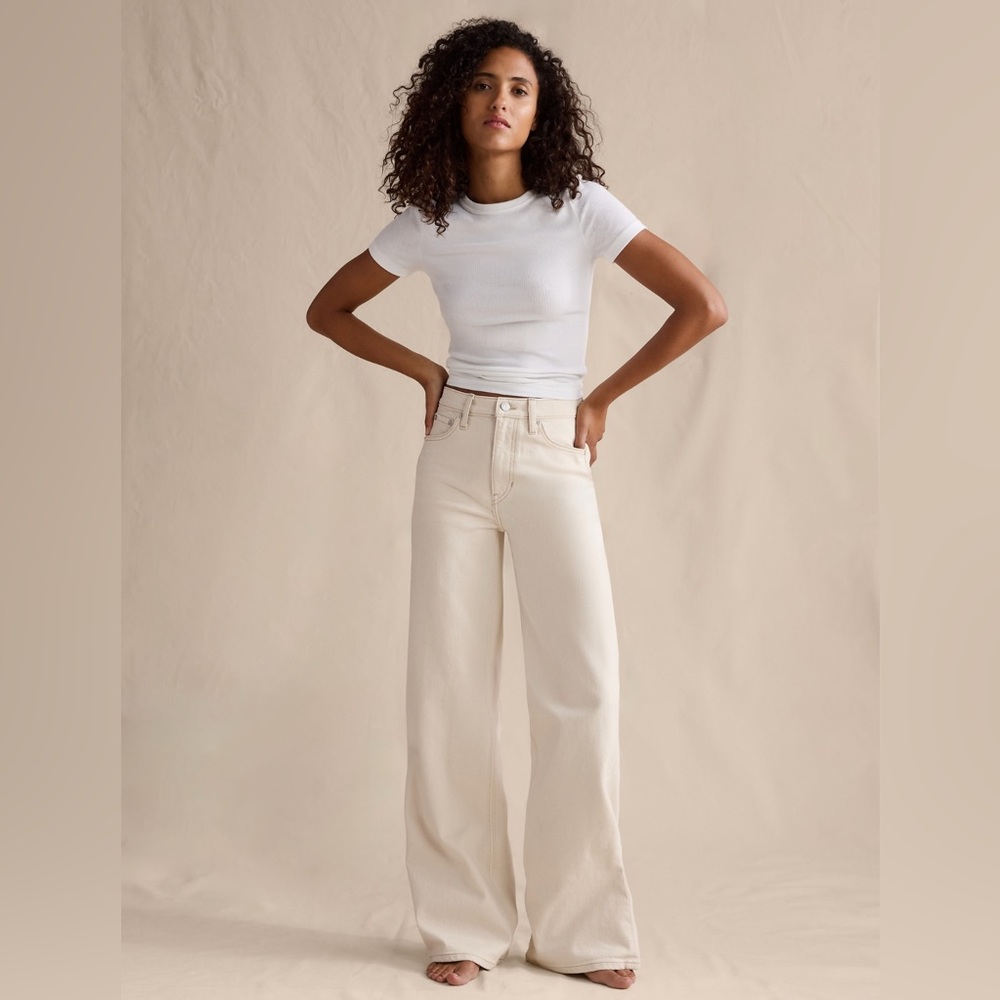 Banana Republic Icon Classic Wide Leg Jean in Ecru